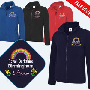 Personalised Rainbow Medical Fleece Jackets, Embroidered Healthcare Staff Students Zip up Jackets, Monogrammed Nurse Uniform, Nursing Gifts