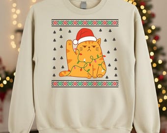 Maglietta Natale Donna Meowy Christmas: Gatto Festivo, Girocollo, Regalo Brutto Natale