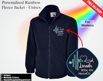 Personalised Embroidered Fleece Jacket, Custom Hospital/Department Name Nurse Jackets, Custom Text Nursing Uniform, Medical Student Gifts