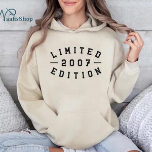Limited Edition 2007 Puff Printed Hoodie, 18th Birthday Hoodie, 18 Year Old Keepsake Hoodie, 2007 Hoody for Him & Her, 18th Birthday Gifts