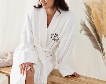 Custom Embroidered Robes for Women, Personalized Name's Initials Bath Robe, 100% Cotton Spa Robes, Gift for Wife, Bath Robe, Girlfriend Gift