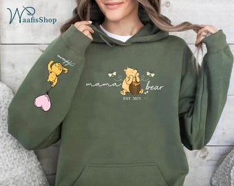 Custom Mama Bear Hoodie, Personalised Mum Hoodie with Kids Names, Mama Bear Est Hoodie, New Mum Hoodie, Gifts for Mom, Mother's Day Gifts
