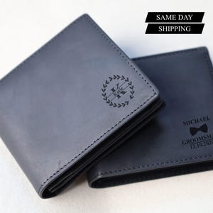 Gravierte Herren Leder Geldbörse, personalisierte Monogramm Geldbörse, Trauzeugen & Freund Geschenk, Jubiläumsgeschenk für ihn, Opas Geburtstagsgeschenk