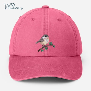 Chapeau mésange noir brodé, casquette de baseball mésange, chapeau vintage oiseau mésange, chapeau papa observateur d'oiseaux sauvages, cadeaux pour amoureux des oiseaux