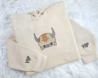 Embroider A.P.P.A Hoodie, Bison Cute Design Embroidery Sweatshirt, Yip Yip Design on Sleeve Top, A.V.A.T.A.A.R Hooded Jumper, Birthday Gifts