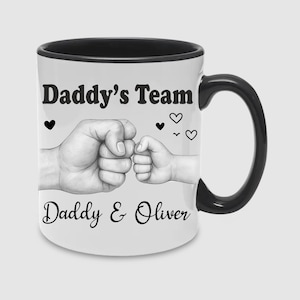 Custom Fist Bump Dad Mug, Personalised Dad Coffee Mug with Kids&#39; Names, Funny Dad Printed Mug, Father&#39;s Day Present, Gift for Dad from kids