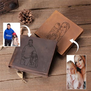 Portefeuille personnalisé fête des pères, portrait personnalisé à partir d'un portefeuille photo pour homme, portefeuille papa monogrammé, meilleurs cadeaux d'anniversaire pour papa, cadeau fête des pères