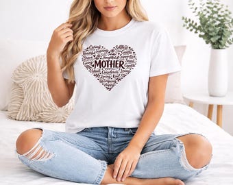 Mutter Herz T-Shirt, lustiges Mama bedrucktes Shirt, Mama-Leben-Shirt, Geschenk für neue Mutter, Schwangerschaft enthüllen Mama Geschenk, Muttertag Beste Mama Geschenkidee