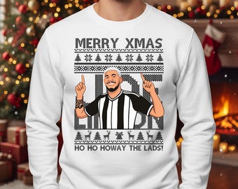 Merry Xmas Ho Ho Howay The Lads Christmas Sweatshirt, Football Fans Holiday Gift Ugly Sweater, Xmas Funny Printed Festive Top, Xmas Eve Gift