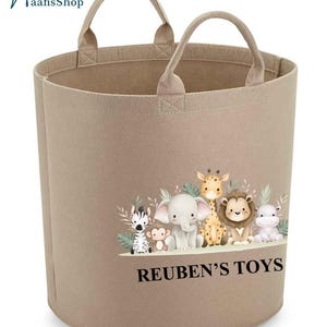 Benutzerdefinierter Safari-Tiere-Kinderspielzeug-Aufbewahrungskorb, personalisierter Name Dschungel-Tiere Kinderspielzeugkiste, Löwe-Korb für Baby, Babyparty-Geschenke
