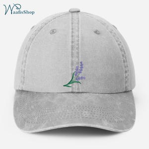 Lavender Flower Embroidered Hat, Vintage Floral Baseball Cap, Summer Cap with Flowers, Flower Hat for Womens, Birthday Gift, Gift for Her