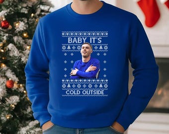 Cole Palmer Christmas Sweatshirt, Baby Its Cold Outside Ugly Christmas Sweater, Cold Palmer Funny Xmas Printed Jumper, Blues Fans Xmas Gifts