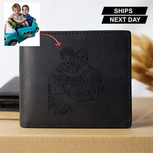 Personalized Wallet for Men, Custom Photo Leather Wallet, Personalised Groomsmen Wallet, Custom Boyfriend Gift, Grandad 80th Birthday Gift