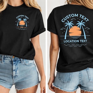 Personalized Spring Break Shirts for Women, Matching Girls Trip T Shirts, Custom Group Vacation Travel Gift Tee, Front & Back Printed Shirt