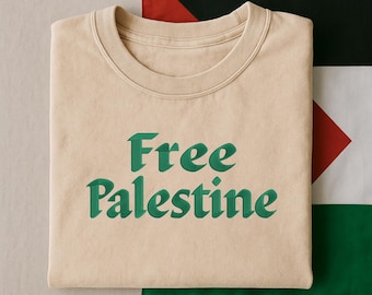 Geborduurd Palestina T-shirt, Palestina shirt, Palestina T-shirts, mensenrechtencadeau, Palestina shirt cadeaus voor moslims, Palestijnse kleding