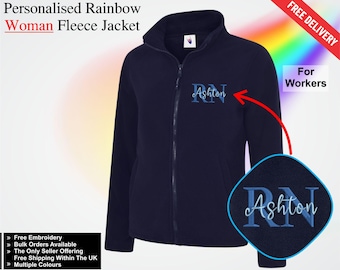 Personalised RN Nurse Ladies Fleece Jacket, Embroidered Zip Up for Women, Custom Name Nursing Uniform, Medical Student Jacket, Nursing Gift