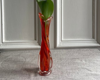 Orange Mid-Century Swung Murano Vase