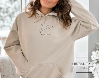 Pisces: Zodiac Constellation Hoodie - Astrology Inspired Apparel - Star Sign Constellation - Comfortable Hooded Sweatshirt
