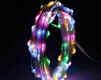 1Pack Fairy Light String Led Copper Wire String Light 20M/200LED Battery Powered RBG Colorful Multi Colored Lights