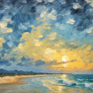 Waterside Sunset | TV Art | Samsung Frame TV Decor | Digital Landscape Painting | Sunrise Art | Impressionist | Inspired by Van Gogh