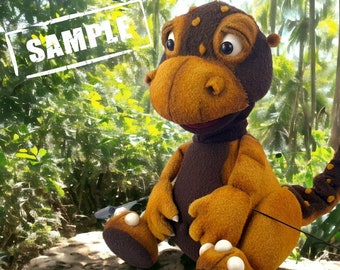 Professional hand puppet "dinosaur", ventriloquist puppet - custom-made production according to your individual color preferences.