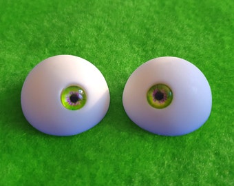 Doll eyes approx. 40 mm - domes with glass pupils green/pink