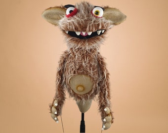 Professional hand puppet "shaggy monster", ventriloquist's puppet, monster puppet from "Running Puppets"