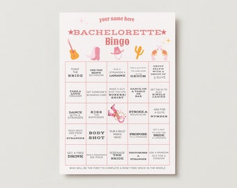 Bachelorette Games Cowgirl Rodeo Bachelorette Theme Bingo Scavenger Hunt customizable print