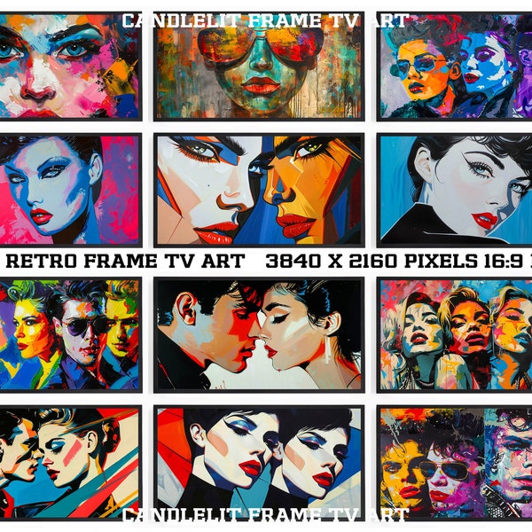 Retro Frame TV Art, Frame tv 12 pack, Samsung Frame TV Art, The Frame TV Art, Retro art, Nagel style art, 1980's art, Frame tv bundle