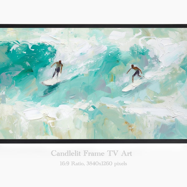 Frame TV Art, Samsung Frame TV Art, Art for Frame tv, Surfer art, Ocean Art, Surfer oil Painting, Summer Art, Print 239