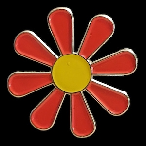 Red Daisy Flower Enamel Pin Badge