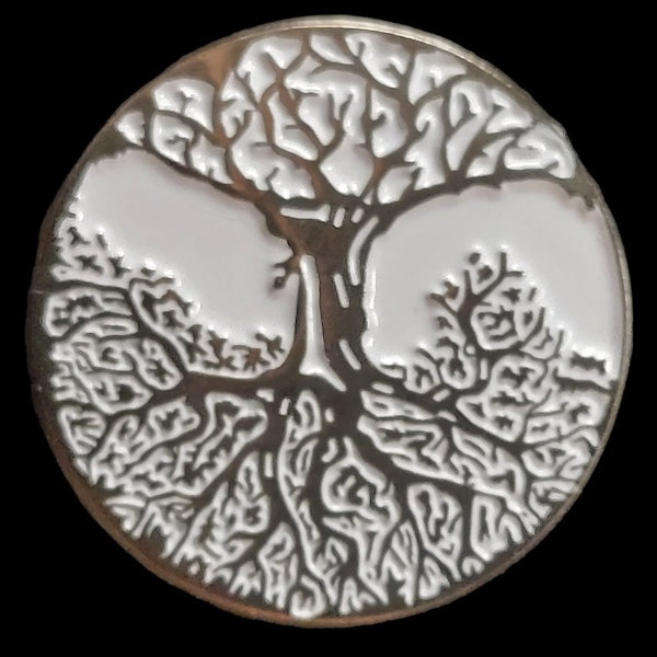 Tree of Life Black and White Enamel Pin Badge