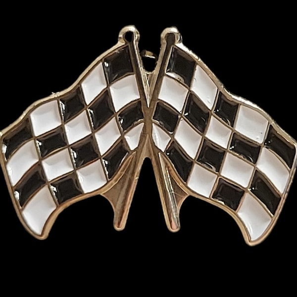 Car Racing Chequered Flag Enamel Pin Badge