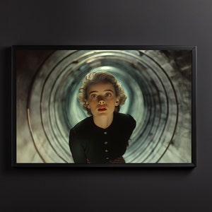 Retro Hollywood Suspense Poster, Vertigo Inspired Print, Vintage 1960s Film Still Decor, Cinematic Wall Art, Retro Movie Scene Poster