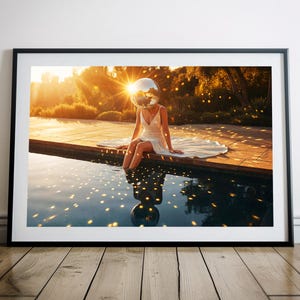 Mirrorball Poolside Print | Disco Ball Pool Wall Art | Dreamy Hollywood Decor