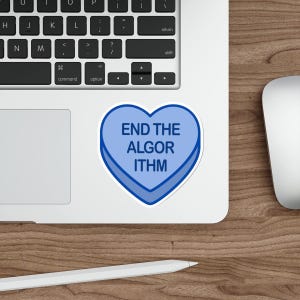 Anti Algorithm Sticker Candy Heart Die Cut Vinyl Decal Screen Free Digital Detox Meme Geek Rebellion Pin Funny Protest Patch Unplug Movement