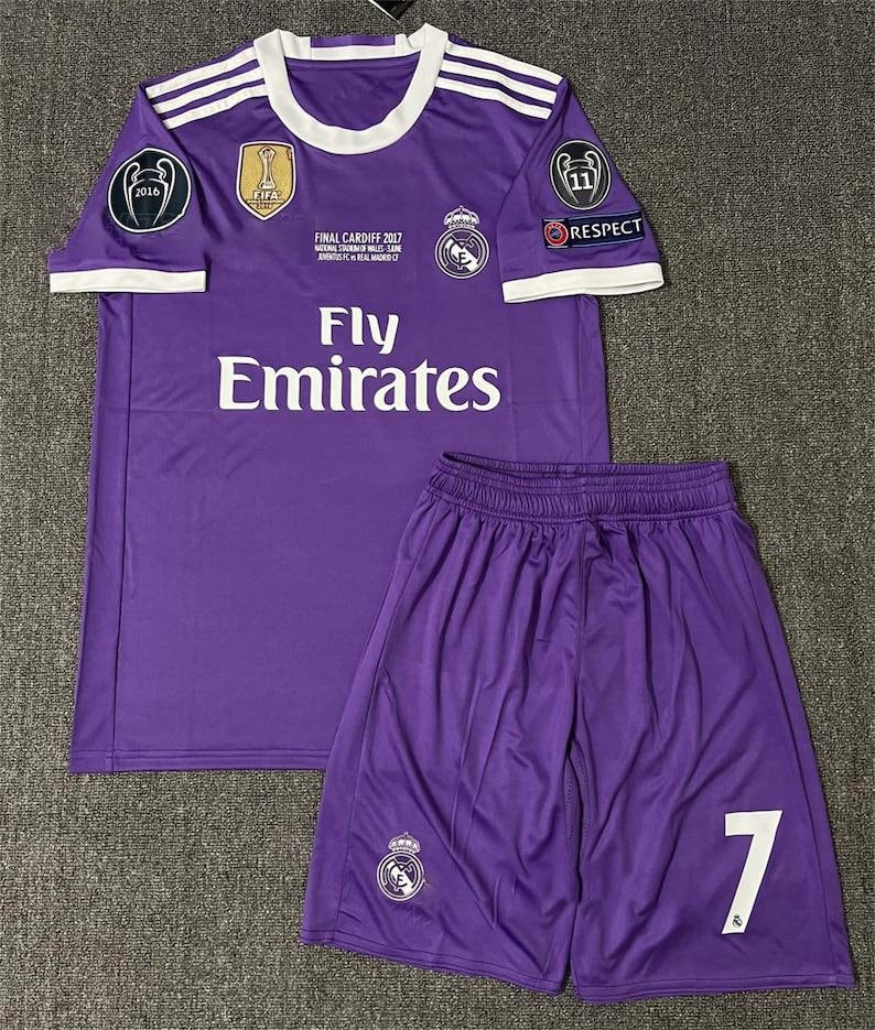2016 2017 Season Real Madrid Purple Away Kit Jersey Shirt Shorts ...
