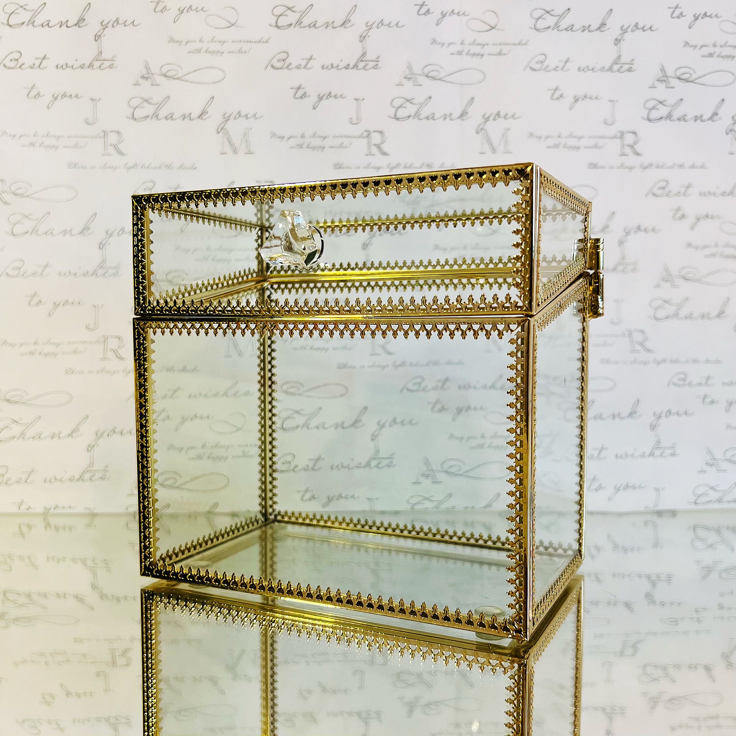 Personalized Glass Makeup Organizer | Premium Tempered Glass with Bass Edge | Elegant Box with Removable Inserts for Lipstick Slots