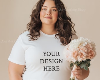 Plus Size Tshirt Mockup Bella Canvas 3001 Mockup Printify Comfort Colors Mockup Bundle Gildan  Plus Size Women Mockup White Wedding POD