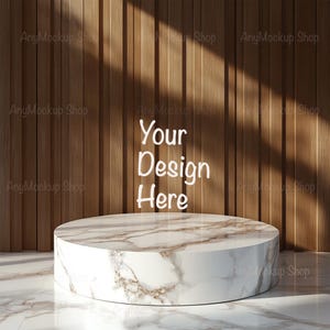 Digital Mockup for Product Presentation Podium Display with Background Stands Round Digital Mockup Empty Podium Background Marble Wooden