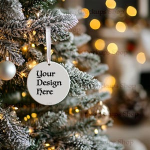 Christmas Ornament Mockup Ceramic Ornament Mockup Christmas Mock ups Ceramic Ornament Mockup Circle ornament Printify Mockups POD mockup JPG