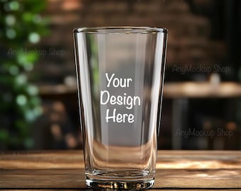 Pint Glas Mockup Foto 16 Unzen Glas Mockup Klarglas Mockup Kaffee Bier Mockup JPG-Dateien Lager Foto Glaswaren Foto Printify Mockup POD