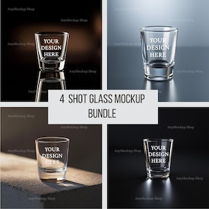 Shot Glass Mockup Bundle Blank Shot Glass Transparent Drinkware Mockup Barware Product Display Custom Glass Mockup Digital Glassware Mockup