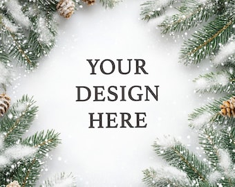 Christmas FlatLay Product Background Mockup Photo Design FlatLay MockUp JPG Digital Download Christmas Backdrop Flatlay Product Display Snow
