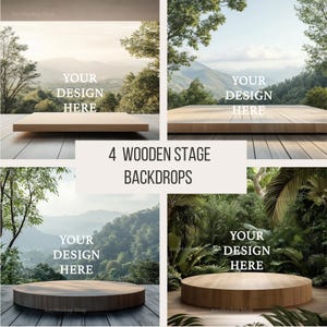 Maqueta de escenario de madera, maqueta de fondo digital natural para presentación de productos, podio con fondo, podio de madera vacío