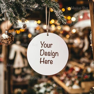 Christmas Ornament Mockup Ceramic Ornament Mockup Christmas Mock ups Ceramic Ornament Mockup Circle ornament Printify Mockups POD mockup JPG
