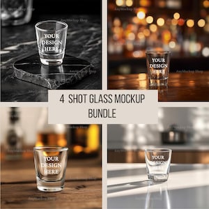 Shot Glass Mockup Bundle Blank Shot Glass Transparent Drinkware Mockup Barware Product Display Custom Glass Mockup Digital Glassware Mockup