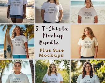 Plus Size Tshirt Mockup Bundle Bella Canvas 3001 Mockup Printify Comfort Colors Mockup Bundle Gildan  Plus Size Mockup Women Mockup White