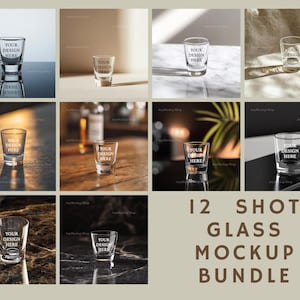 Shot Glass Mockup Bundle Blank Shot Glass Transparent Drinkware Mockup Barware Product Display Custom Glass Mockup Digital Glassware Mockup