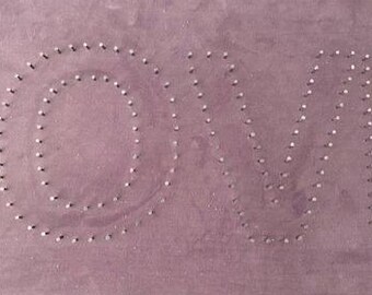 LOVE String Art on Wood – Purple Velvet Background, Handmade Nail Art Wall Decor